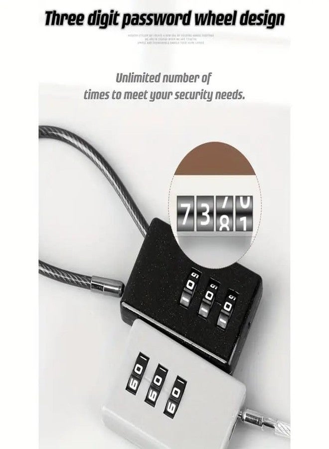 Shrux Combination Lock 3 Digit Outdoor Waterproof Padlock, Locker Lock Gym Lock, Steel Wire Combination Padlock,Code Lock Resettable Bag Luggage Gate Lock for Fence,Gate| Passwords Ring Lock - Image 4